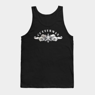 USCG - Cutterman Badge - Enlisted  - Silver w Top Txt Tank Top